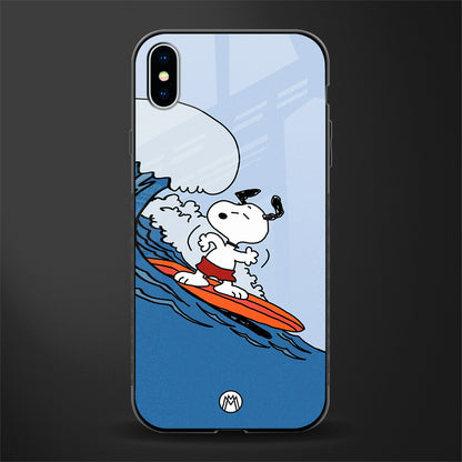 snoopy surfing glass case for iphone xs max image