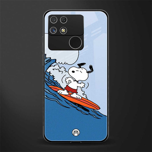 snoopy surfing back phone cover | glass case for realme narzo 50a