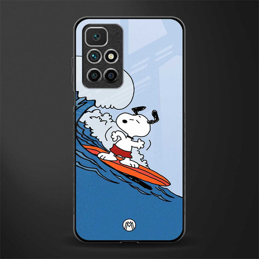 snoopy surfing glass case for redmi 10 prime image