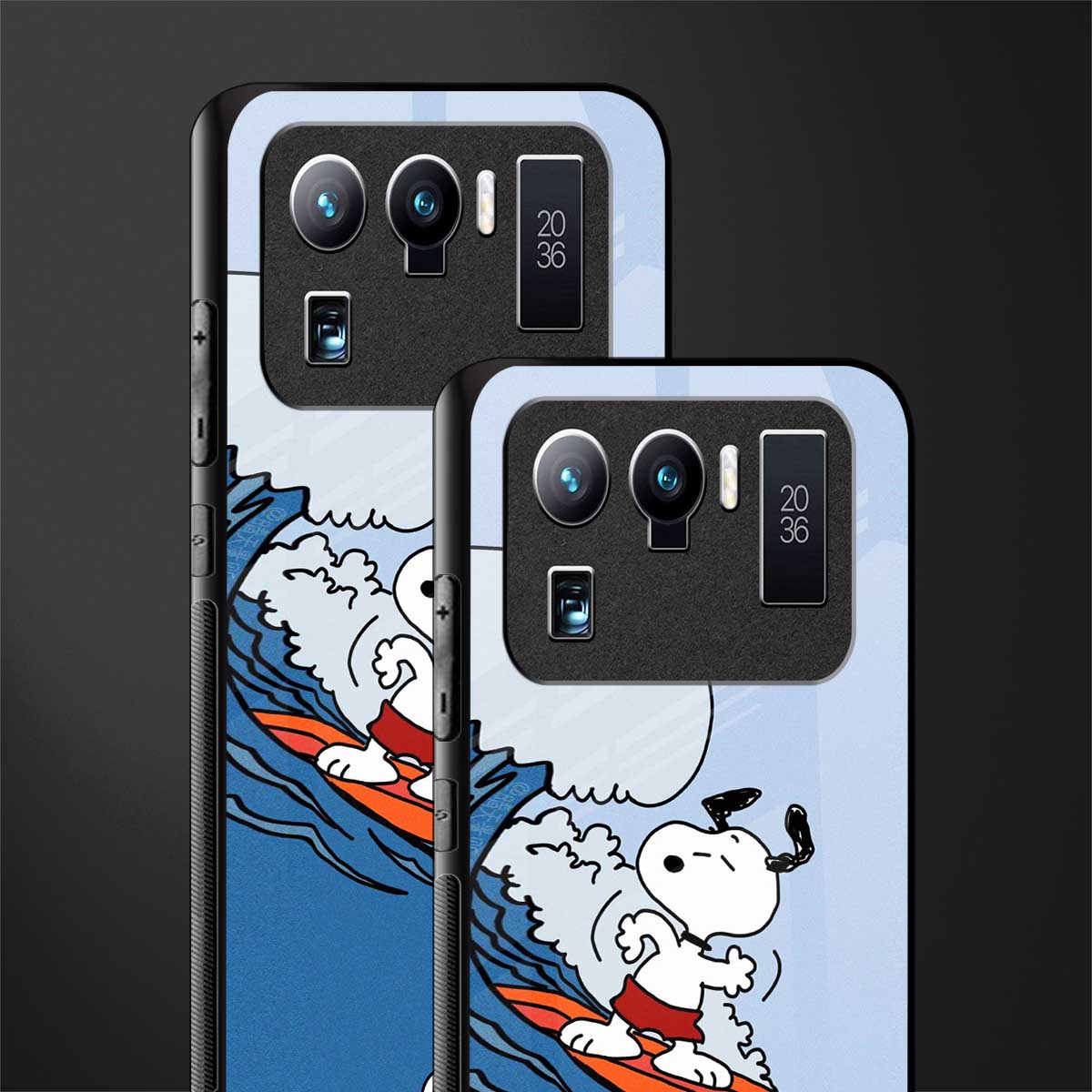 snoopy surfing glass case for mi 11 ultra 5g image-2