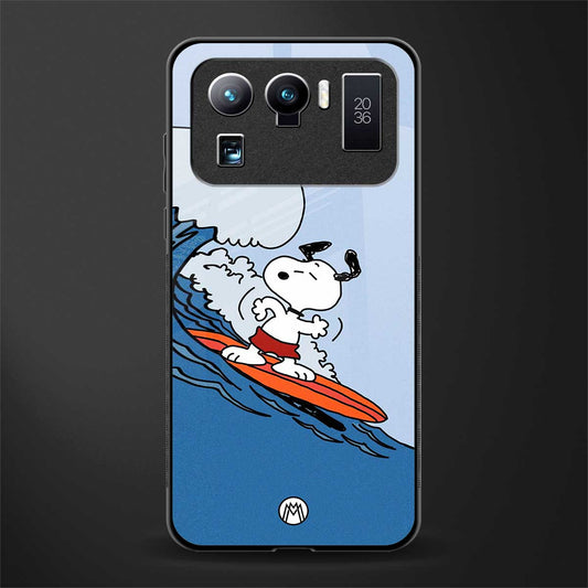 snoopy surfing glass case for mi 11 ultra 5g image