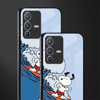 snoopy surfing glass case for vivo v23 pro 5g image-2
