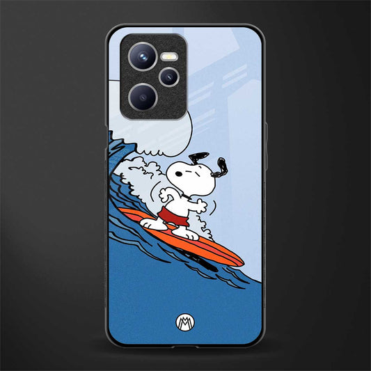 snoopy surfing glass case for realme c35 image
