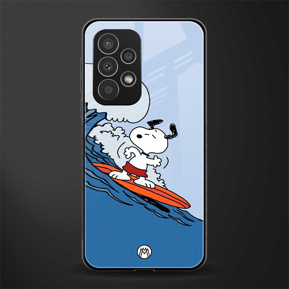 snoopy surfing back phone cover | glass case for samsung galaxy a53 5g