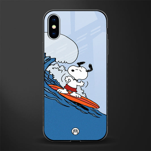 snoopy surfing glass case for iphone xs image