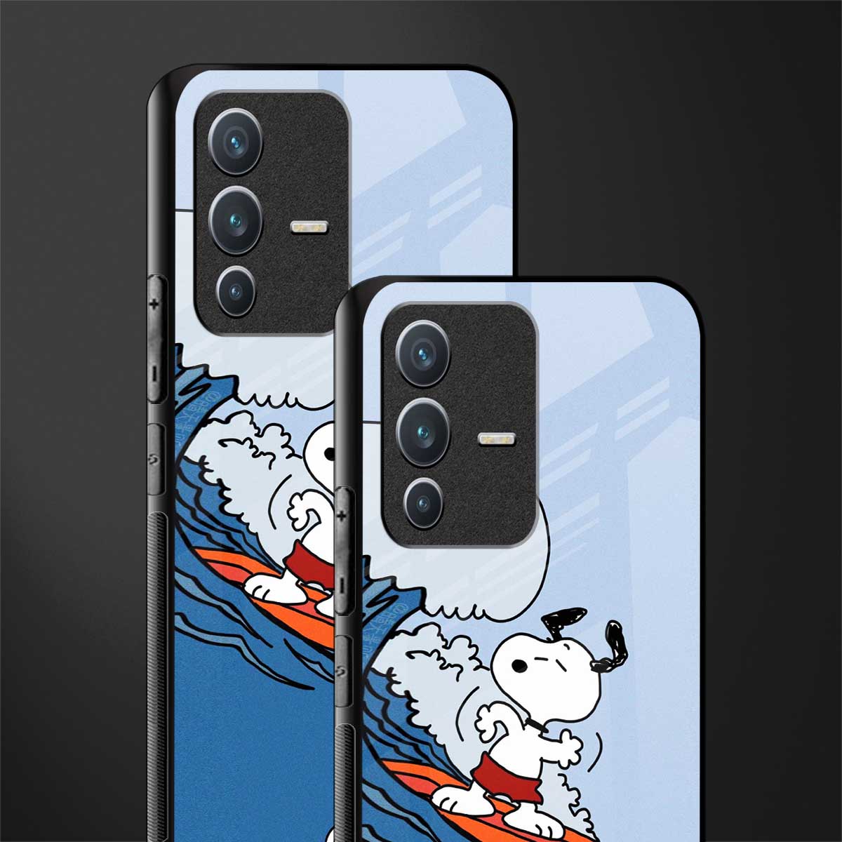 snoopy surfing glass case for vivo v23 5g image-2