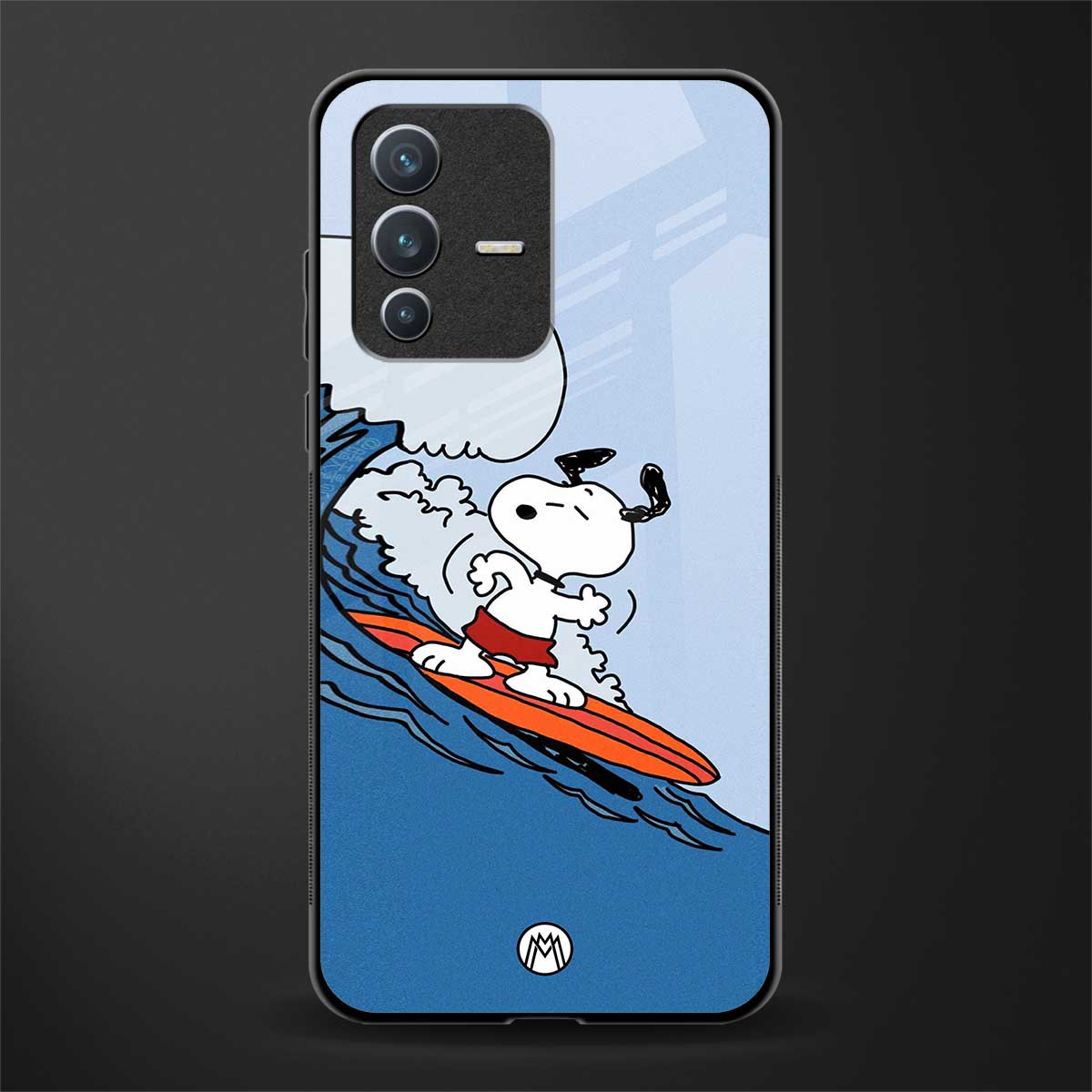 snoopy surfing glass case for vivo v23 5g image