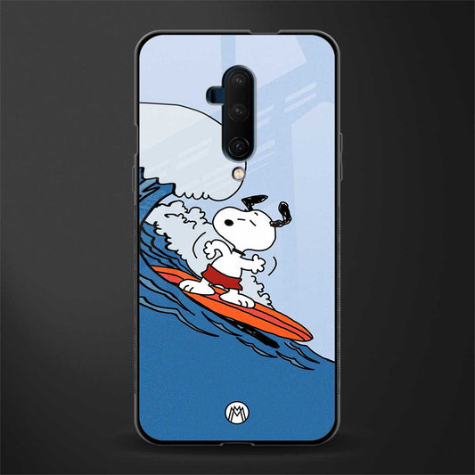 snoopy surfing glass case for oneplus 7t pro image