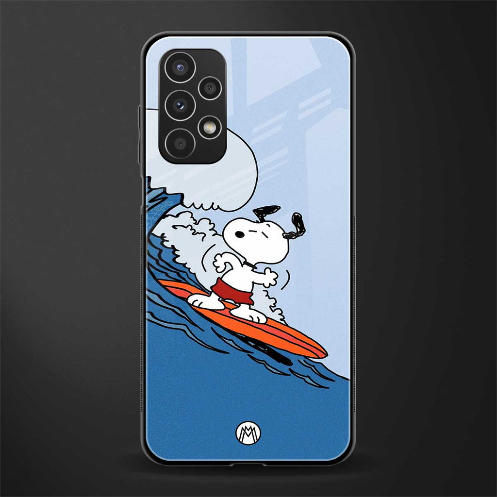 snoopy surfing back phone cover | glass case for samsung galaxy a13 4g