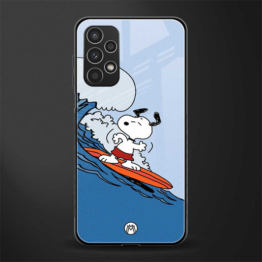 snoopy surfing back phone cover | glass case for samsung galaxy a13 4g
