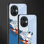 snoopy surfing back phone cover | glass case for oppo f21 pro 5g