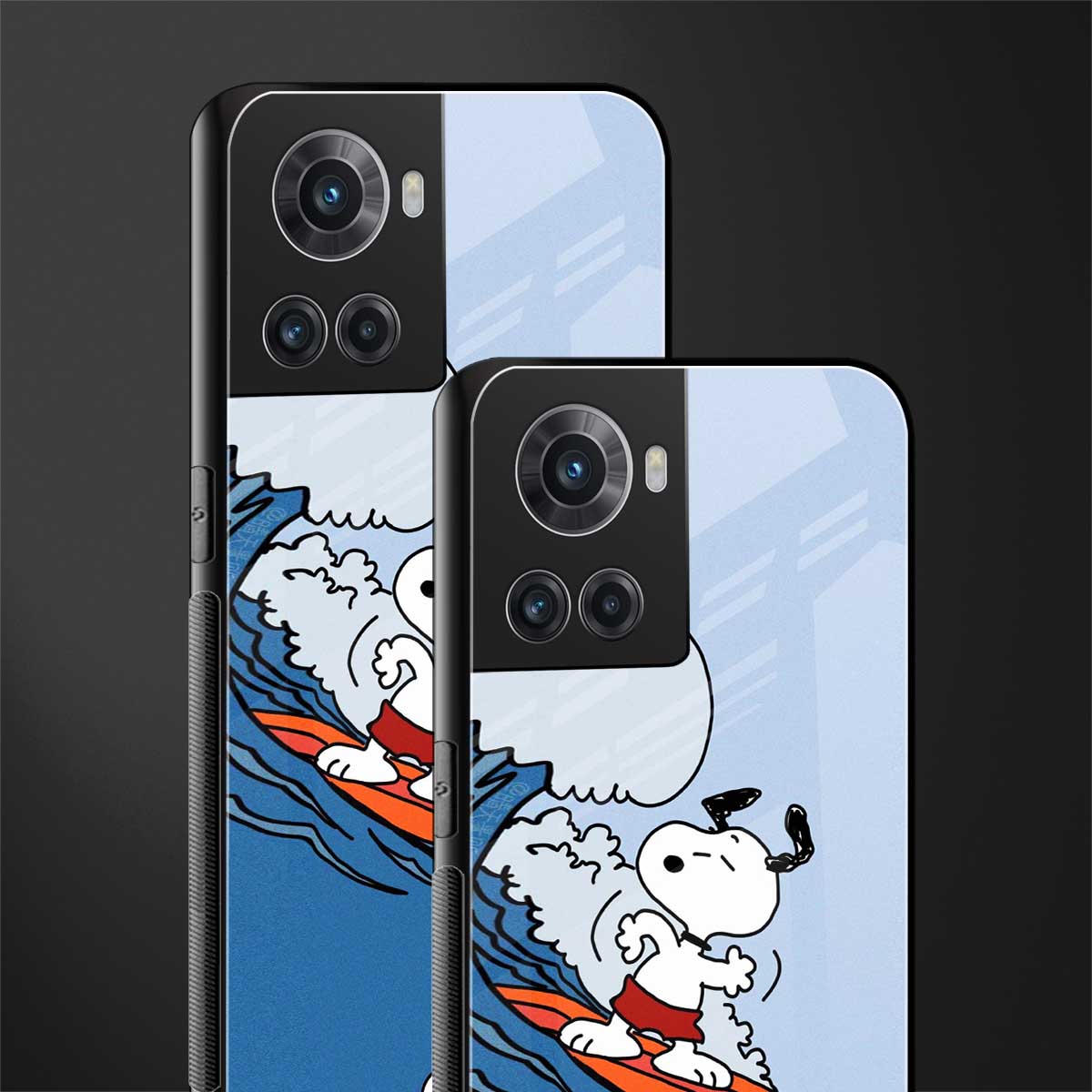 snoopy surfing back phone cover | glass case for oneplus 10r 5g