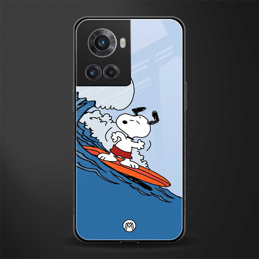 snoopy surfing back phone cover | glass case for oneplus 10r 5g