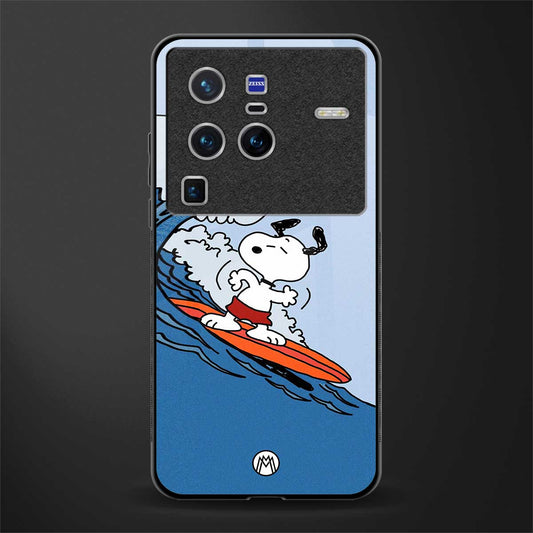 snoopy surfing glass case for vivo x80 pro 5g image
