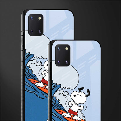 snoopy surfing glass case for samsung a81 image-2