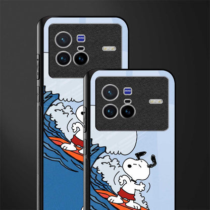 snoopy surfing glass case for vivo x80 image-2