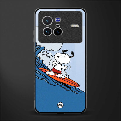 snoopy surfing glass case for vivo x80 image