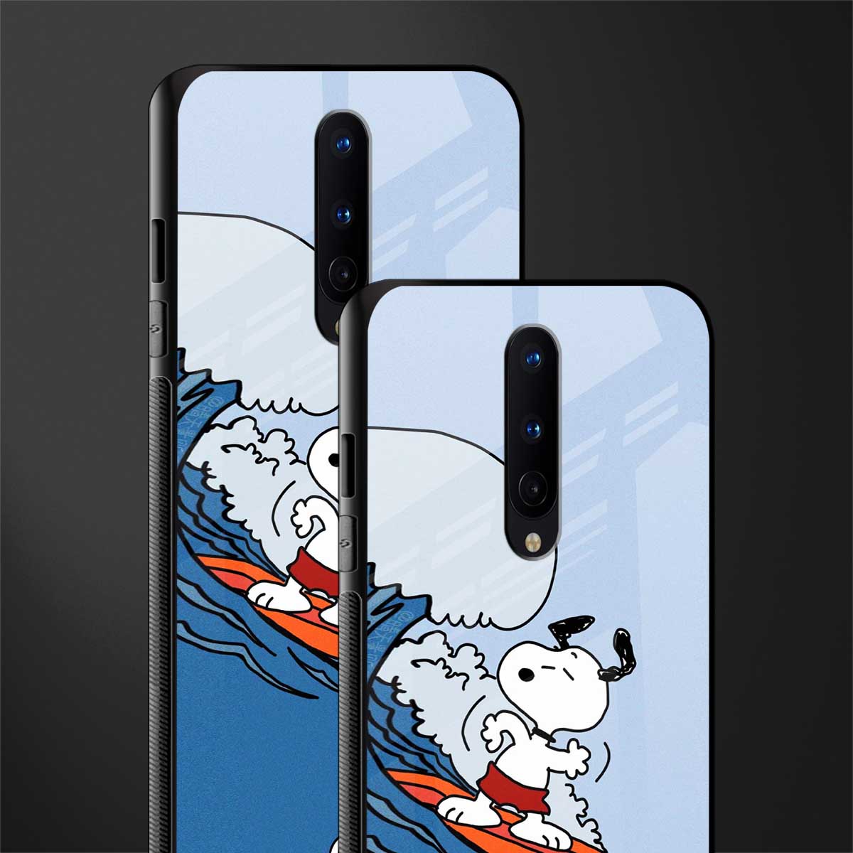 snoopy surfing glass case for oneplus 8 image-2