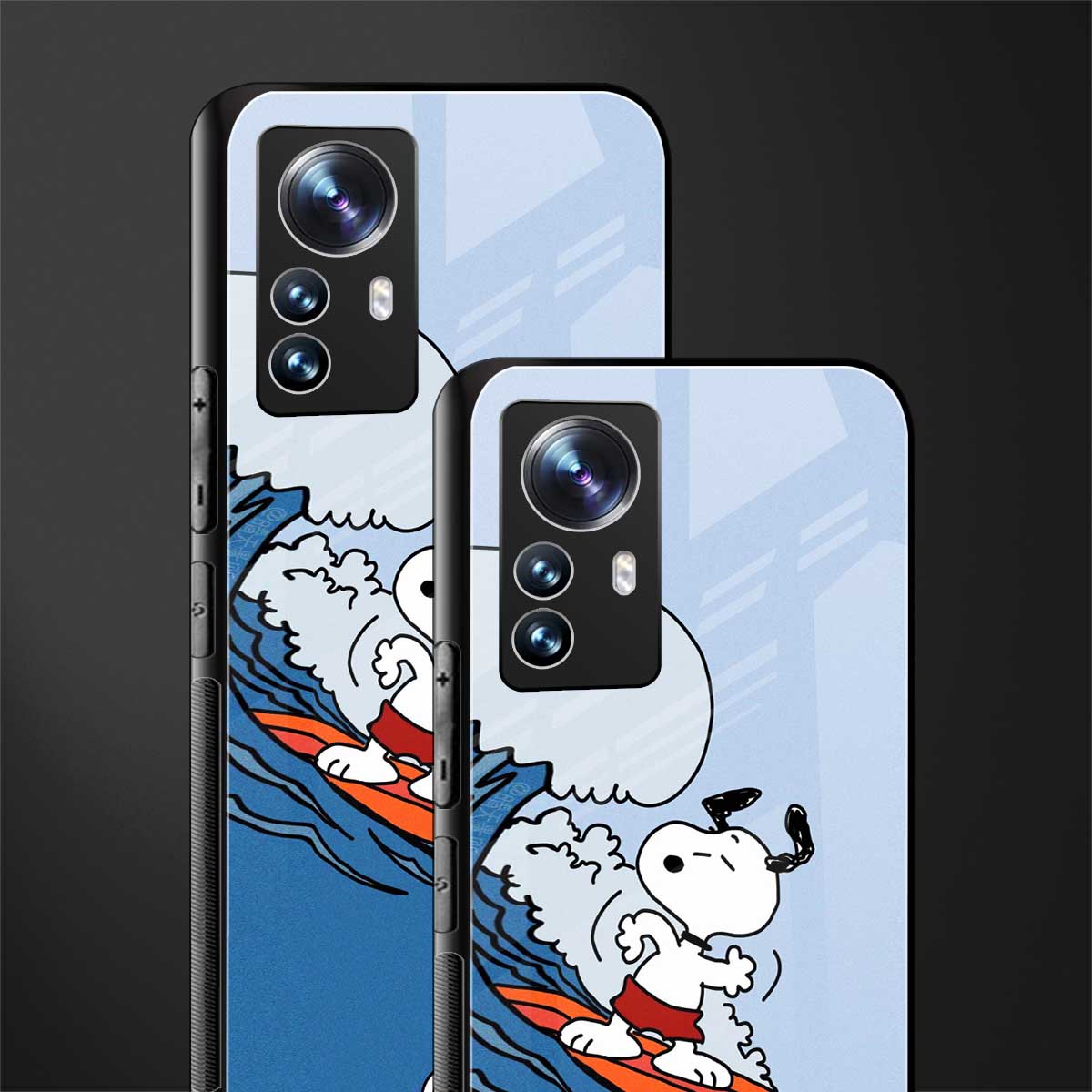 snoopy surfing back phone cover | glass case for xiaomi 12 pro