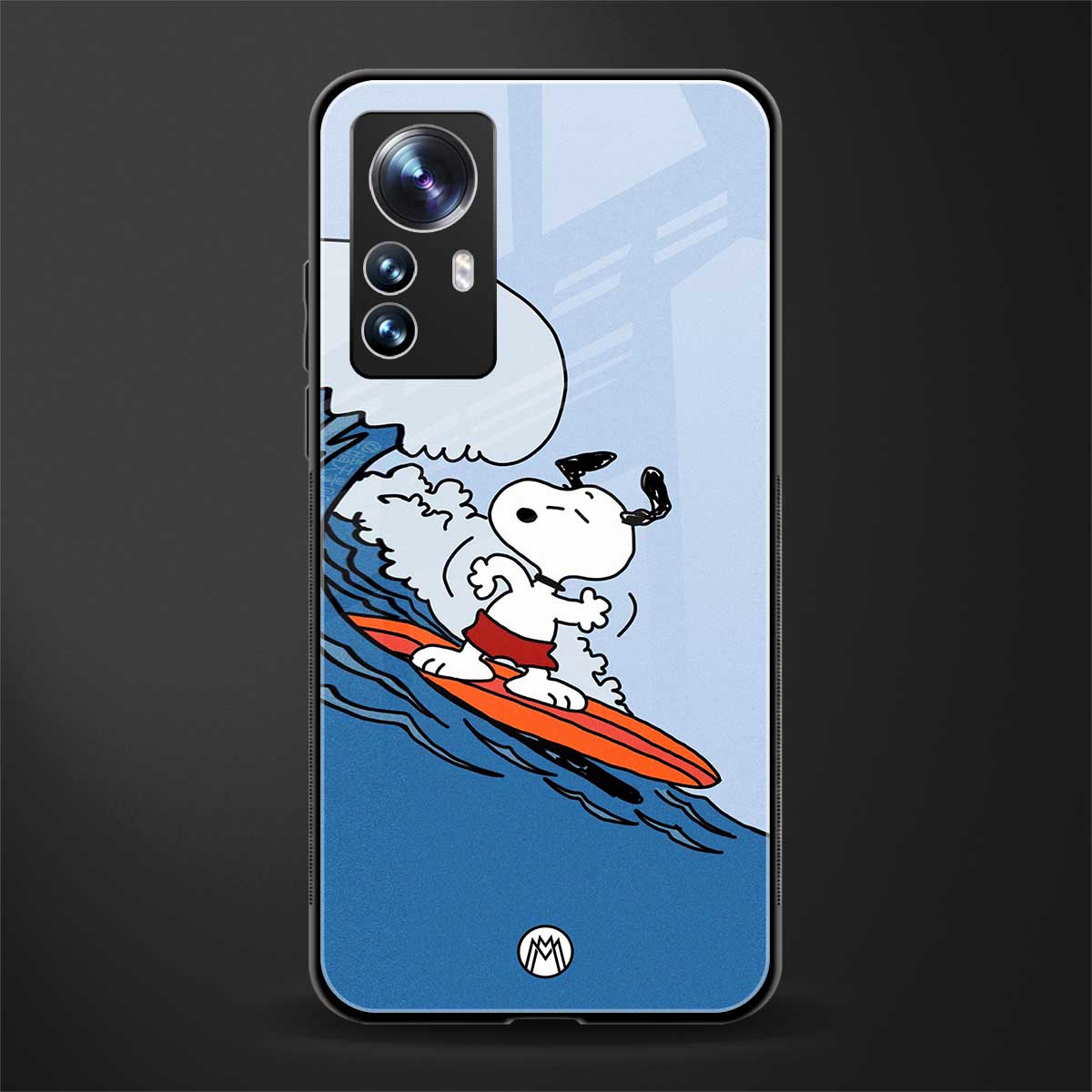 snoopy surfing back phone cover | glass case for xiaomi 12 pro