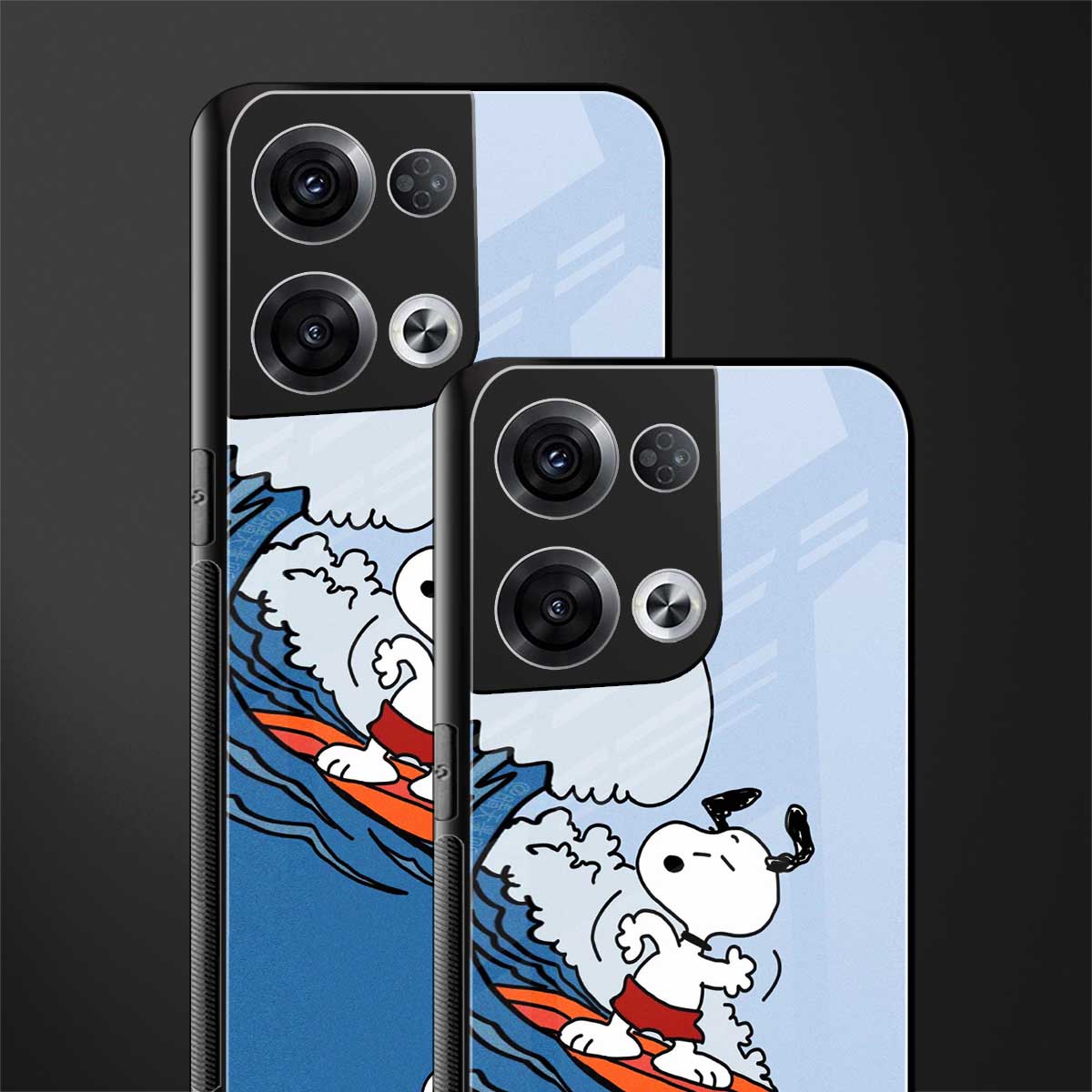 snoopy surfing back phone cover | glass case for oppo reno 8