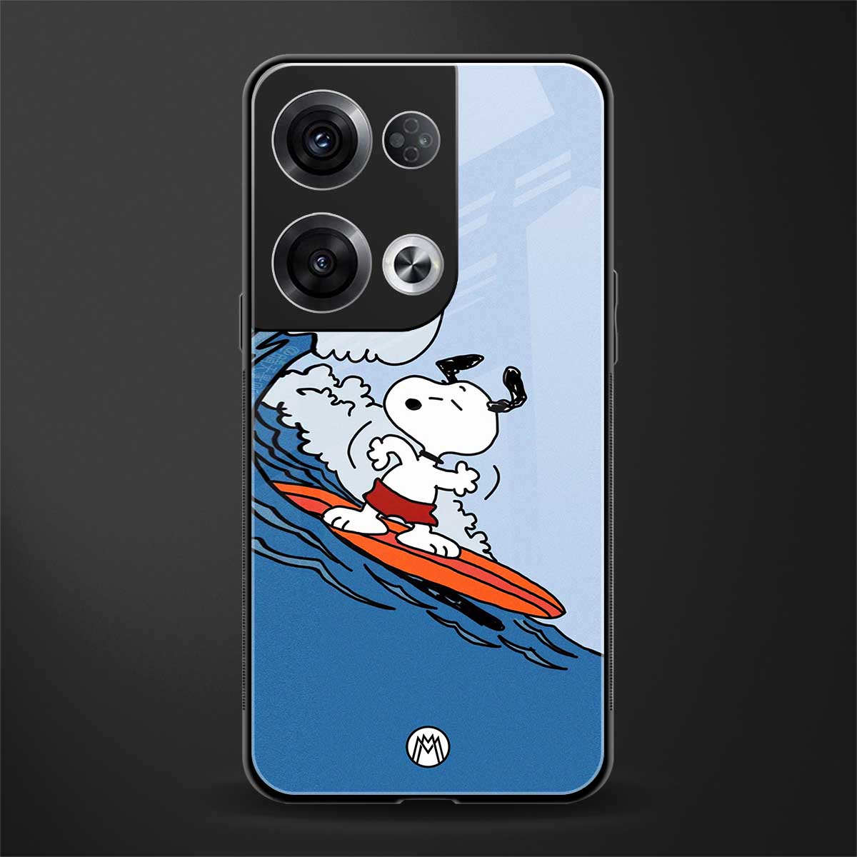 snoopy surfing back phone cover | glass case for oppo reno 8