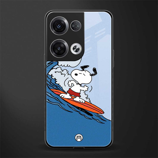 snoopy surfing back phone cover | glass case for oppo reno 8