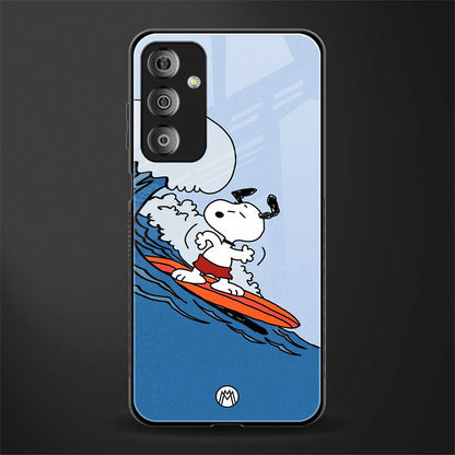 snoopy surfing back phone cover | glass case for samsung galaxy f23 5g