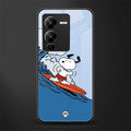 snoopy surfing back phone cover | glass case for vivo v25 pro 5g