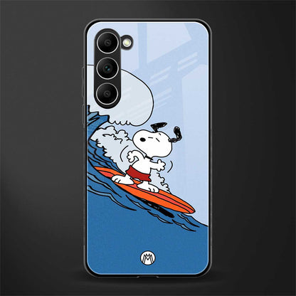 Snoopy-Surfing-Glass-Case for phone case | glass case for samsung galaxy s23 plus