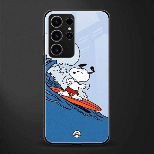 Snoopy-Surfing-Glass-Case for phone case | glass case for samsung galaxy s23 ultra