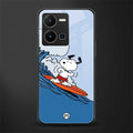 snoopy surfing back phone cover | glass case for vivo y35 4g