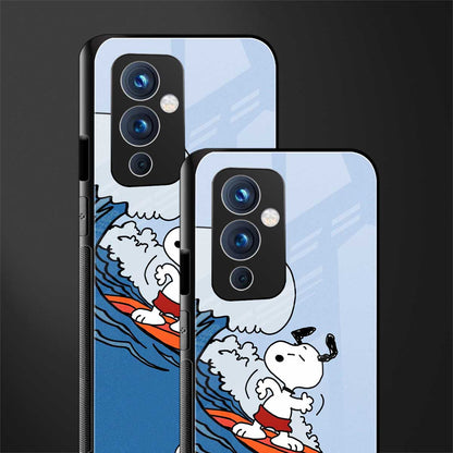 snoopy surfing back phone cover | glass case for oneplus 9