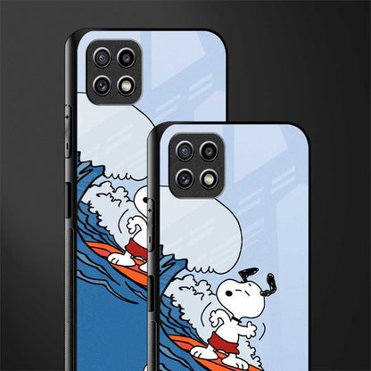 snoopy surfing back phone cover | glass case for samsung galaxy f42