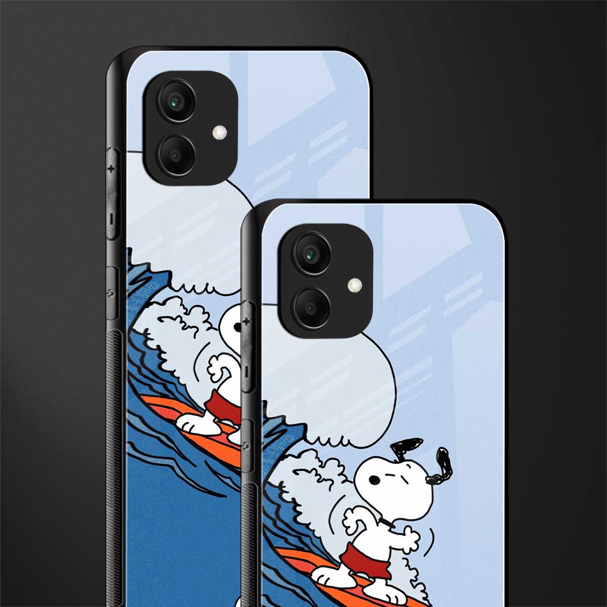 snoopy surfing back phone cover | glass case for samsung galaxy a04