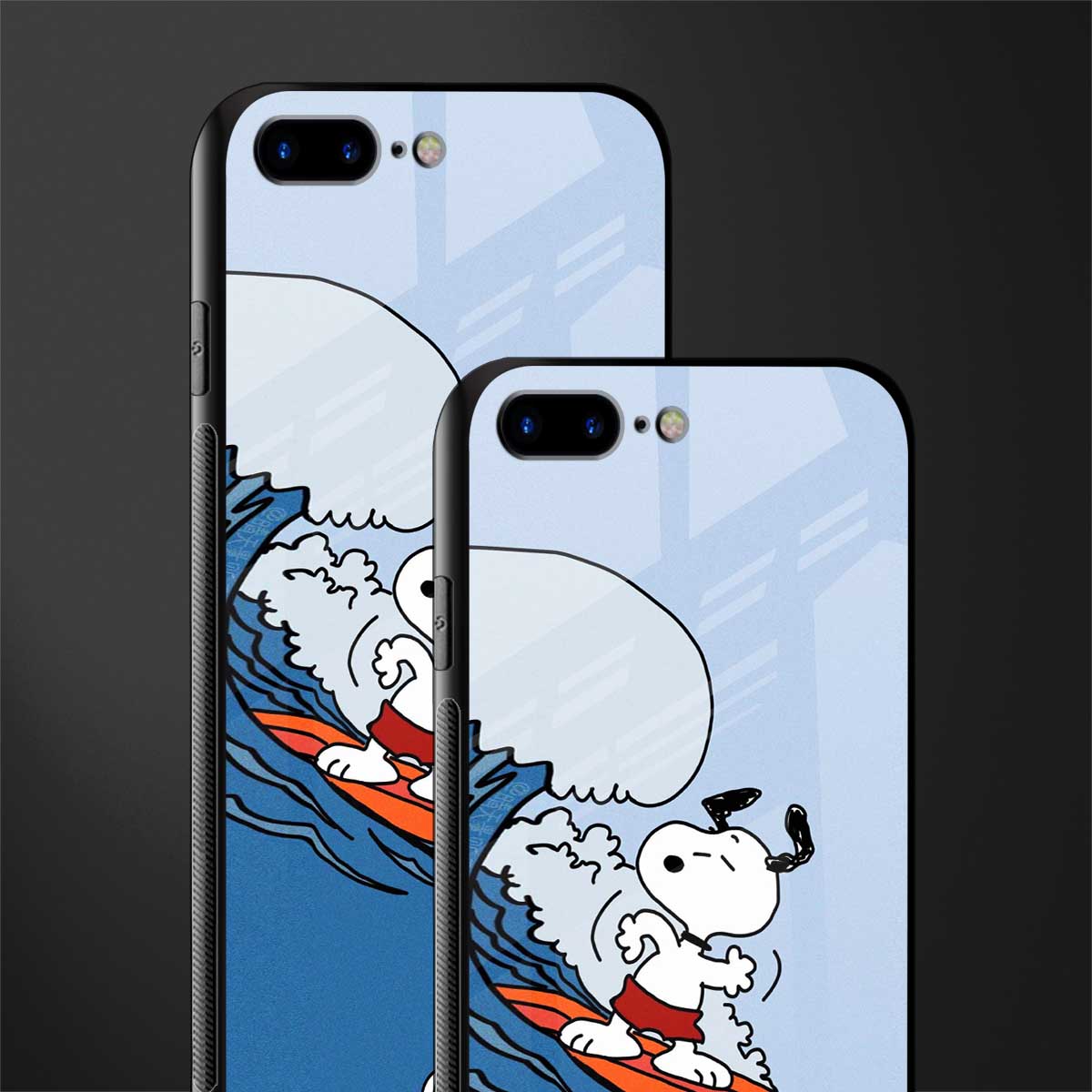 snoopy surfing glass case for iphone 8 plus image-2