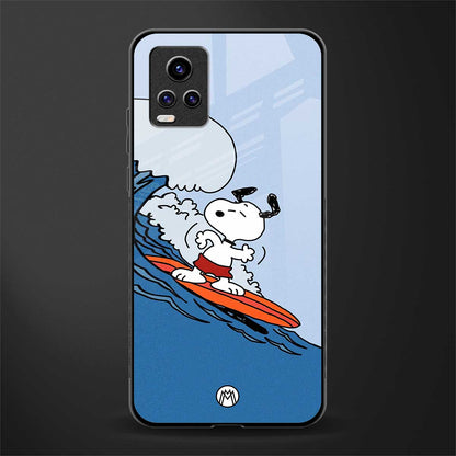 snoopy surfing back phone cover | glass case for vivo v21e 4g