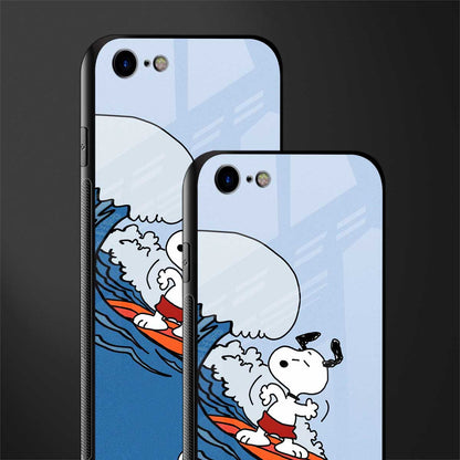snoopy surfing glass case for iphone 7 image-2