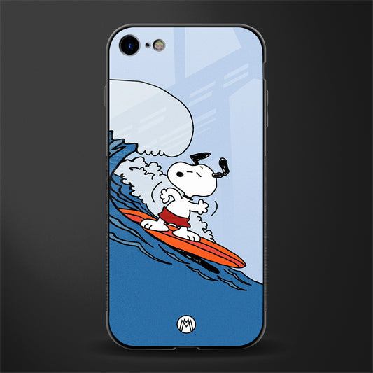 snoopy surfing glass case for iphone 8 image