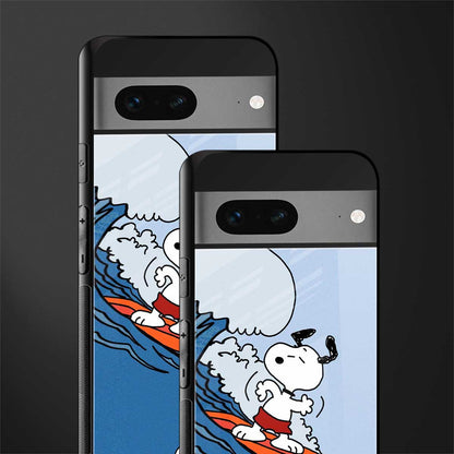 snoopy surfing back phone cover | glass case for google pixel 7