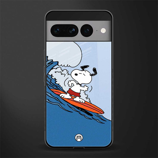 snoopy surfing back phone cover | glass case for google pixel 7 pro