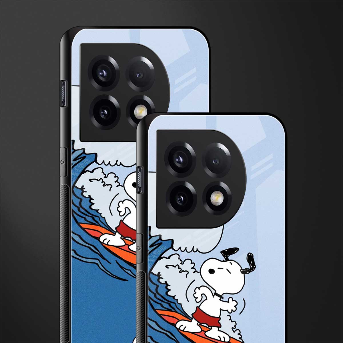 snoopy surfing back phone cover | glass case for oneplus 11