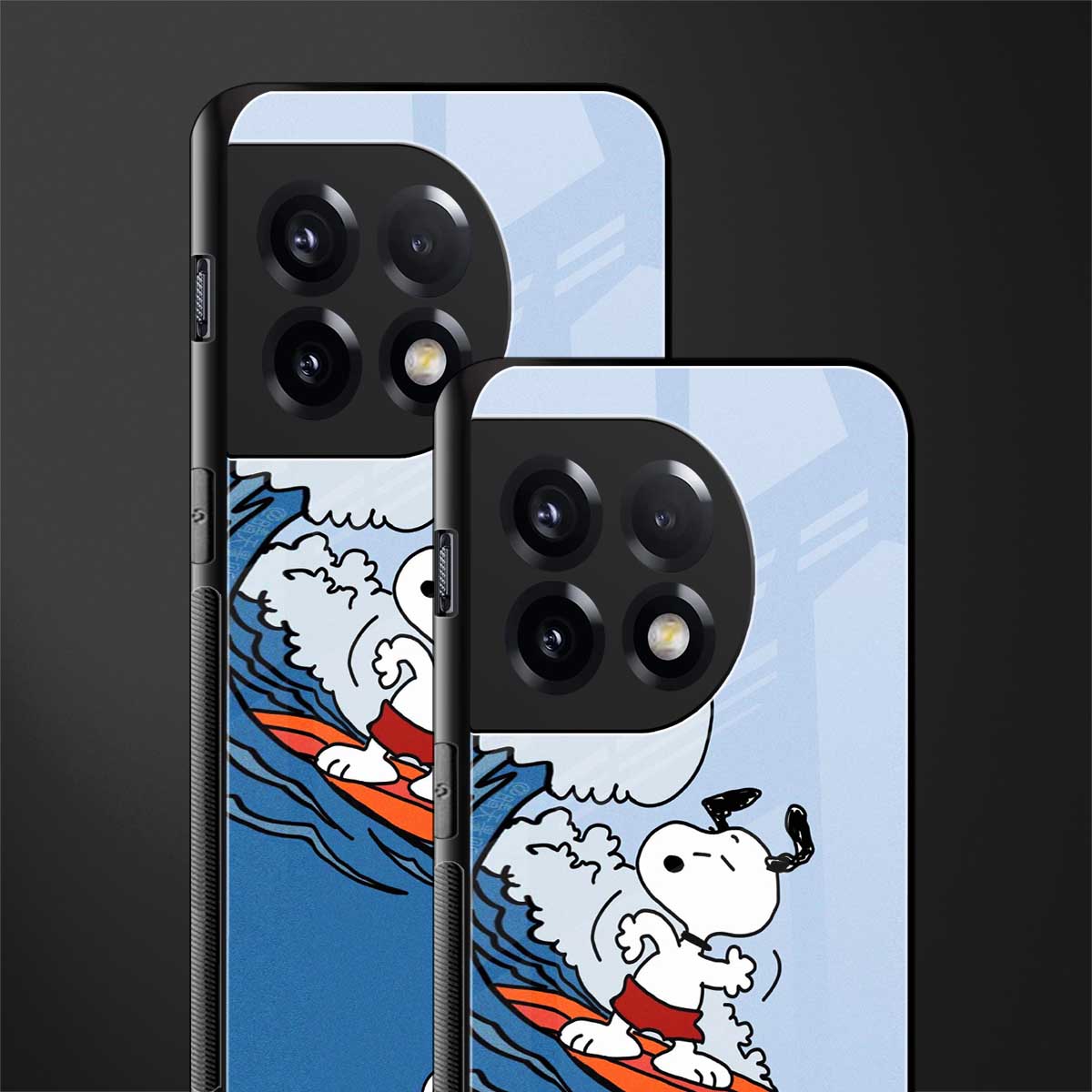 snoopy surfing back phone cover | glass case for oneplus 11r