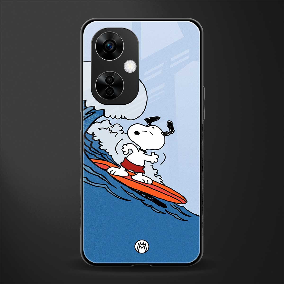 snoopy surfing back phone cover | glass case for oneplus nord ce 3 lite
