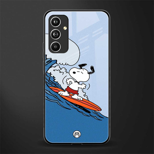 snoopy surfing back phone cover | glass case for samsung galaxy a54 5g