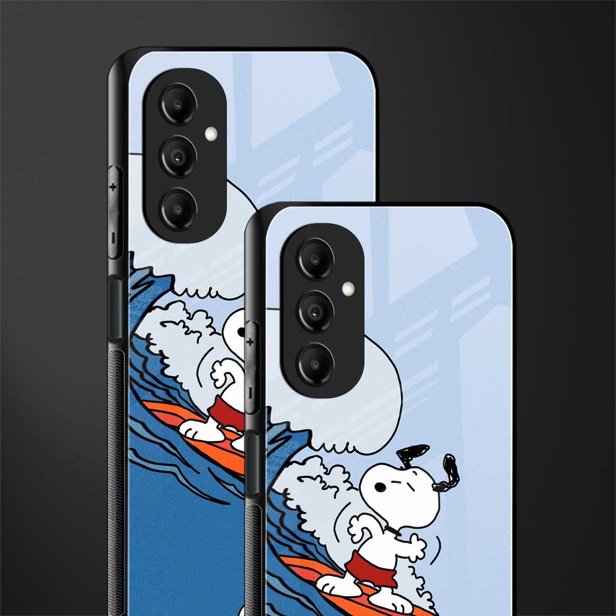 snoopy surfing back phone cover | glass case for samsung galaxy a14 5g