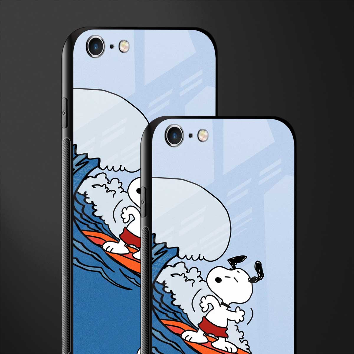 snoopy surfing glass case for iphone 6 image-2