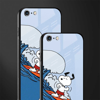 snoopy surfing glass case for iphone 6 image-2