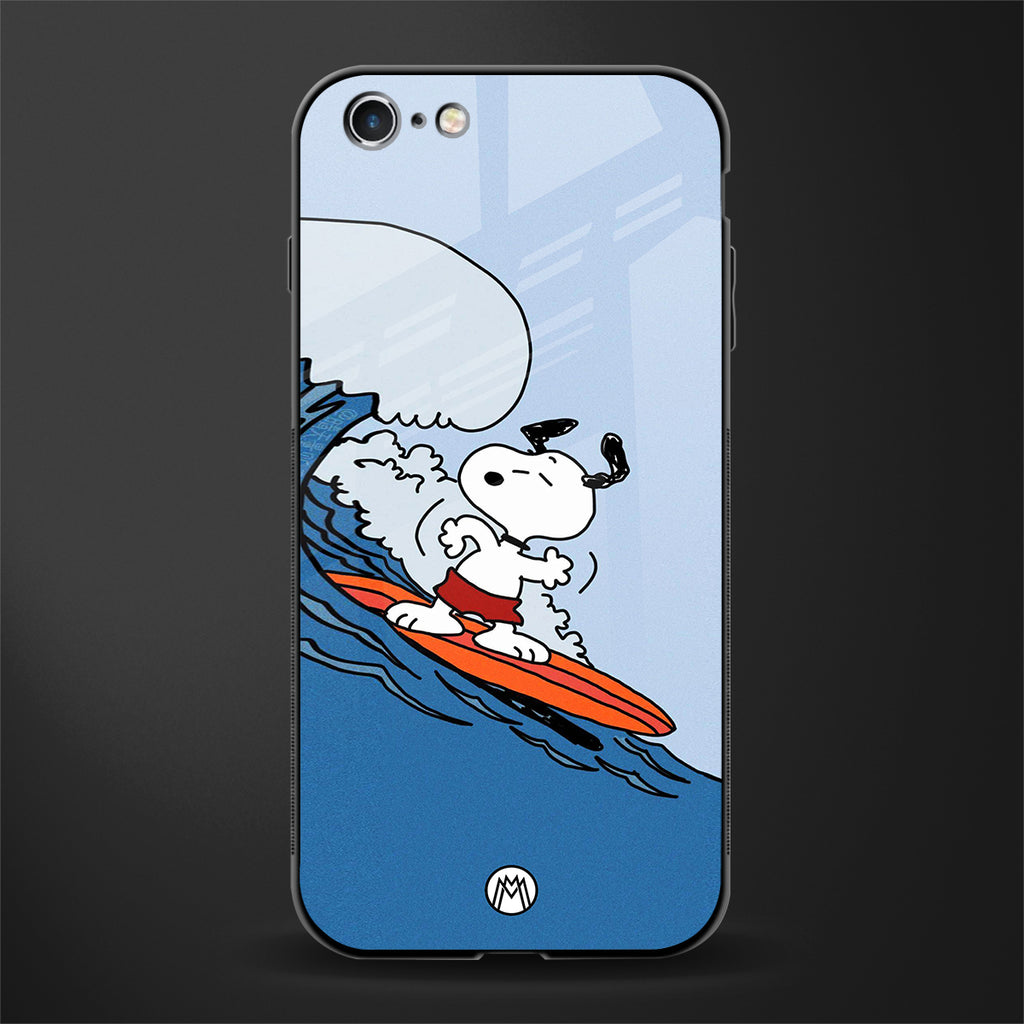 snoopy surfing glass case for iphone 6 plus image
