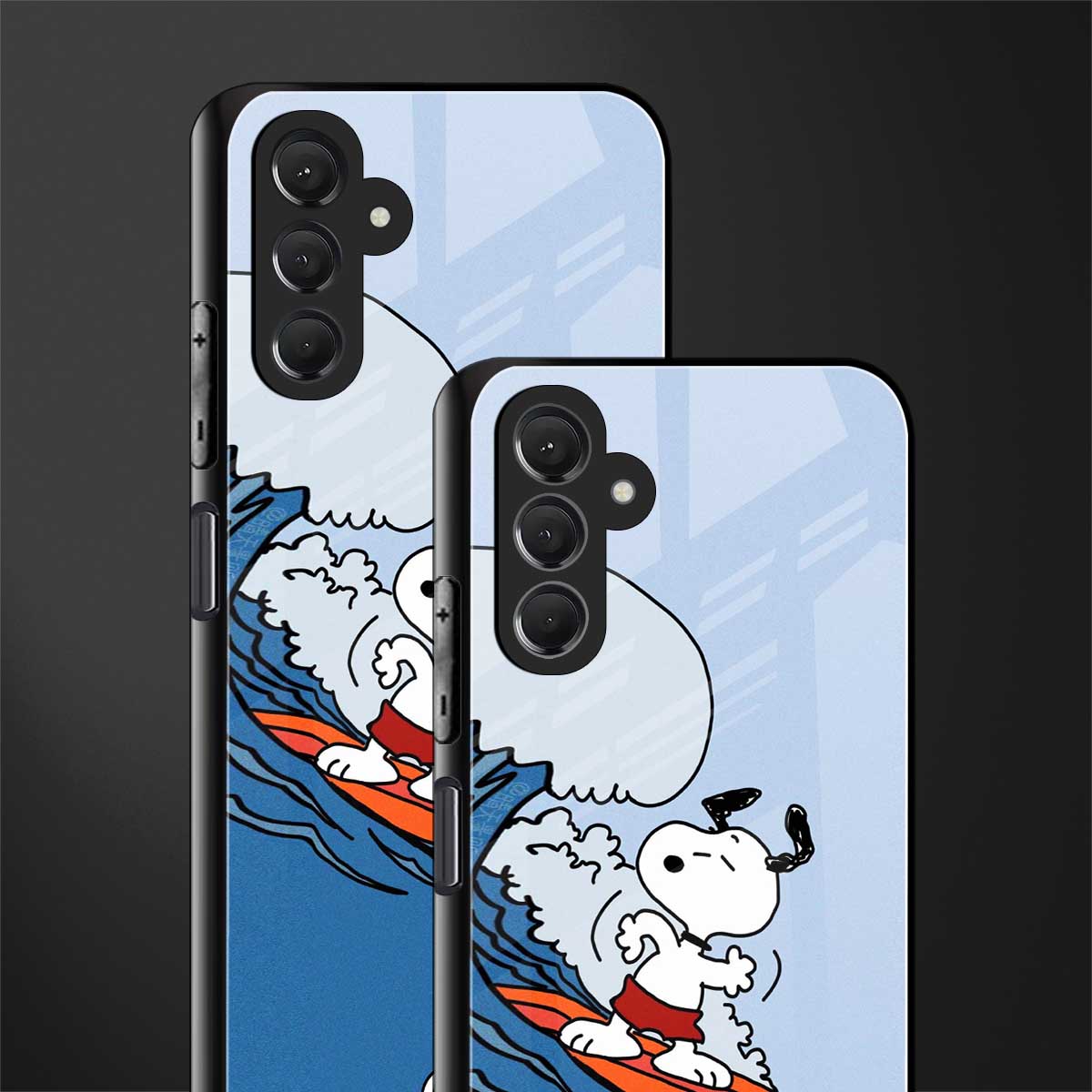 snoopy surfing back phone cover | glass case for samsun galaxy a24 4g
